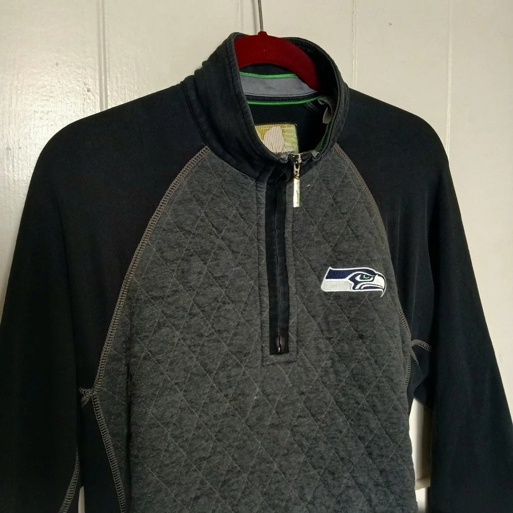 Tommy Bahama Seattle Seahawks Pullover Football NFL Mens Small Gray 1/4 Zip Mock